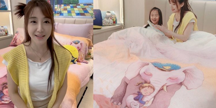 女星佩佩挑幾米擁抱大象天絲寢具 母親節開懷分享女兒說夢話唱夢歌超逗趣