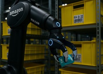 有「觸感」的AI手臂？Amazon倉儲機器人Vulcan首度亮相