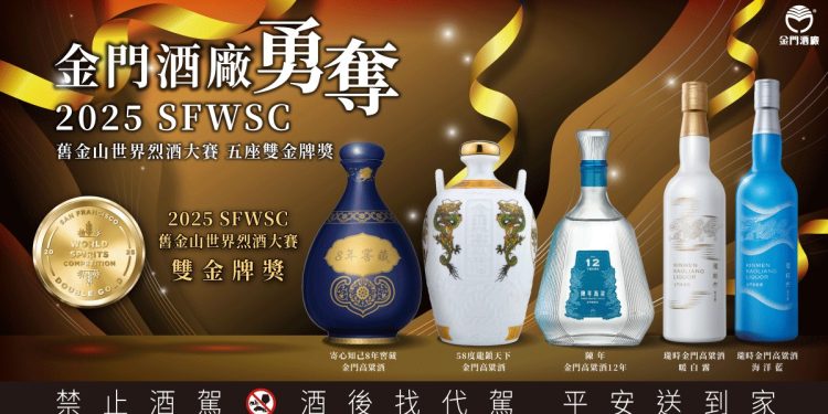 深厚底蘊 世界第一 金門高粱酒再創國際榮耀! 勇奪SFWSC舊金山世界烈酒大賽雙金獎5座、金獎14座