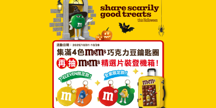 M&M’S®巧克力豆絨毛鑰匙圈潮萌力來襲！ 萬聖節限定驚喜  加價39元即可入手經典ICON單品