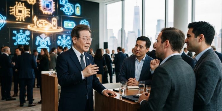 李在明總統紐約華爾街招商 力推韓國高科技產業與市場改革
